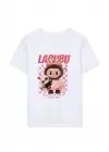 SBRD- Kız Labubu Çocuk Baskılı T-shirt - Beyaz
