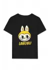 SBRD- Kız Labubu Çocuk Baskılı T-shirt - Siyah