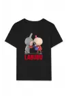 SBRD- Kız Labubu Çocuk Baskılı T-shirt - Siyah