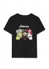 SBRD- Kız Labubu Çocuk Baskılı T-shirt - Siyah