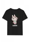 SBRD- Kız Labubu Çocuk Baskılı T-shirt - Siyah