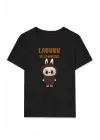 SBRD- Kız Labubu Çocuk Baskılı T-shirt - Siyah