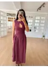 SBRD- Kolsuz Uzun Kabardin Elbise - Bordo