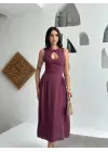 SBRD- Kolsuz Uzun Kabardin Elbise - Bordo