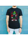 SBRD- Marvin The Martian Graffiti Baskılı Unisex Siyah Tişört - 24/1 Penye Pamuklu