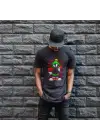 SBRD- Marvin The Martian Graffiti Baskılı Unisex Siyah Tişört - 24/1 Penye Pamuklu