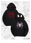 SBRD- Örümcek Baskılı Sevgili Çift Kombini Kapüşonlu Sweatshirt & Hoodie - Siyah