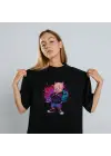SBRD- Porky Pig Graffiti Baskılı Unisex Siyah Oversize Tişört - 24/1 Penye