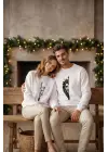 SBRD- Sevgililer Günü Özel Bisiklet Yaka Aslan Baskılı Oversize Sweatshirt - Beyaz