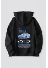 SBRD- Sevgililer Günü Özel Kapüşonlu Araba Baskılı Oversize Sweatshirt - Siyah