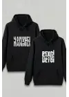 SBRD- Sevgililer Günü Özel Kapüşonlu Beyci Baskılı Oversize Sweatshirt - Siyah