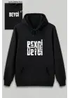 SBRD- Sevgililer Günü Özel Kapüşonlu Beyci Baskılı Oversize Sweatshirt - Siyah