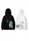 SBRD- Sevgililer Günü Özel Unisex Kapüşonlu Baskılı Oversize Sweatshirt - Siyah