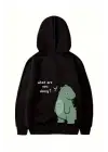 SBRD- Sevgililer Günü Özel Unisex Kapüşonlu Baskılı Oversize Sweatshirt - Siyah