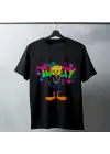 SBRD- Tweety Graffiti Baskılı Unisex Siyah Oversize Tişört - 24/1 Penye