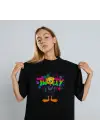 SBRD- Tweety Graffiti Baskılı Unisex Siyah Oversize Tişört - 24/1 Penye