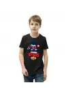 SBRD- Unisex Bisiklet Yaka Kısa Kol Baskılı Çocuk T-shirt - Siyah