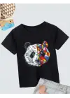 SBRD- Unisex Çocuk Baskılı T-shirt - Siyah
