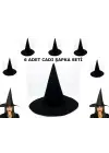 Siyah Cadı Şapkası Keçe Yetişkin Boy 6 Adet