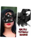 Siyah Işıltılı Tutmalı Fotoğraf Çekimi Maskesi 18x29 cm