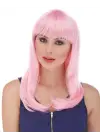 Soft Pembe Renk Uzun Düz Parti Peruğu