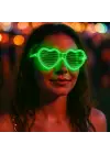 Yeşil LED Işıklı Kalp Gözlük – 3 Modlu Parti &amp; Glow Gözlüğü