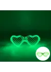 Yeşil LED Işıklı Kalp Gözlük – 3 Modlu Parti &amp; Glow Gözlüğü