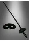 Zorro Kostüm Plastik Aksesuar Seti – Maske ve Kılıç (67 cm)