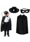 Zorro Pelerini Şapkası ve Maske Seti Çocuk Boy