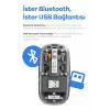 Bluetooth USB Çift Modlu Sessiz Mouse, Şeffaf Mıknatıslı Kapaklı, TypeC Şarjlı, DPI Ayarlı, Kablosuz 10m Çekim Mesafeli, Masaüstü Kısayol Tuşlu, Taşınabilir Şarjlı Mouse Beyaz