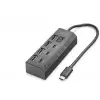 Type-C 3.2 Gen1 Anahtarlı Hub 7 Port 5 Gbps Siyah HDX7057