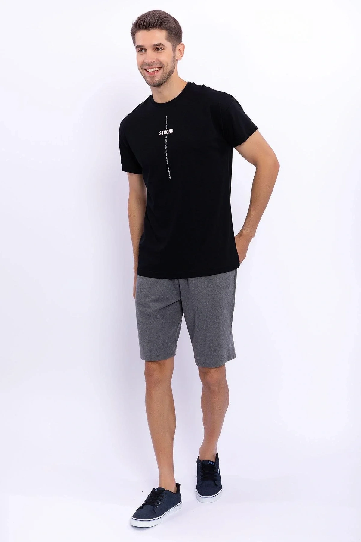 2044 Strong Siyah Erkek Bermuda Takım