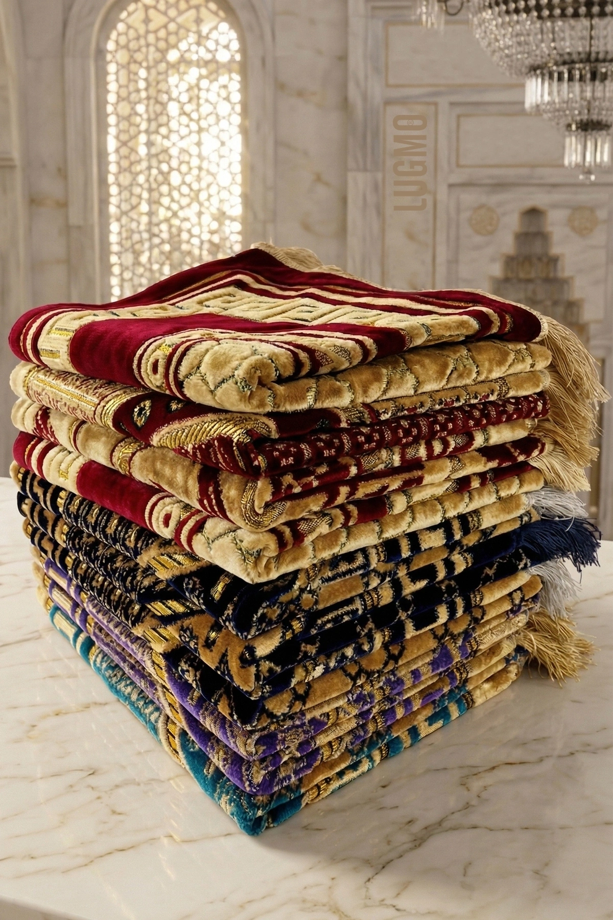 10 Adet Kadife Seccade Karışık Renkli (70cmx110cm 400gr) Hac Ve Umre Hediyesi