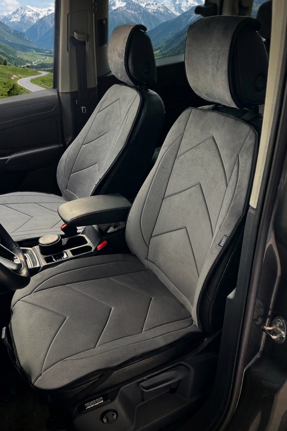 Tay Tüyü Oto Koltuk Kılıf Minder Ön 2 li Set Terletmez Astarlı Füme