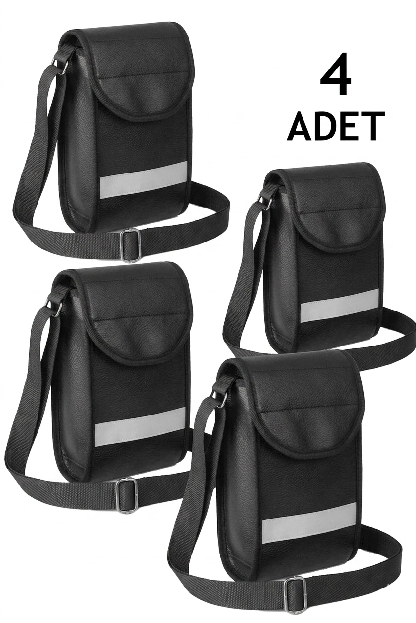 Suni Deri 4 Adet Pos Cihazı Çantası Su Geçirmez