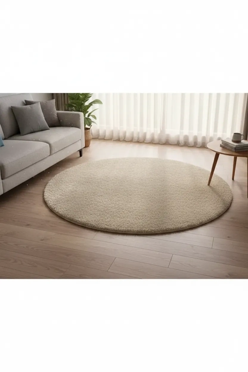 Halı Bej Yıkanabilir Kaymaz Taban Peluş