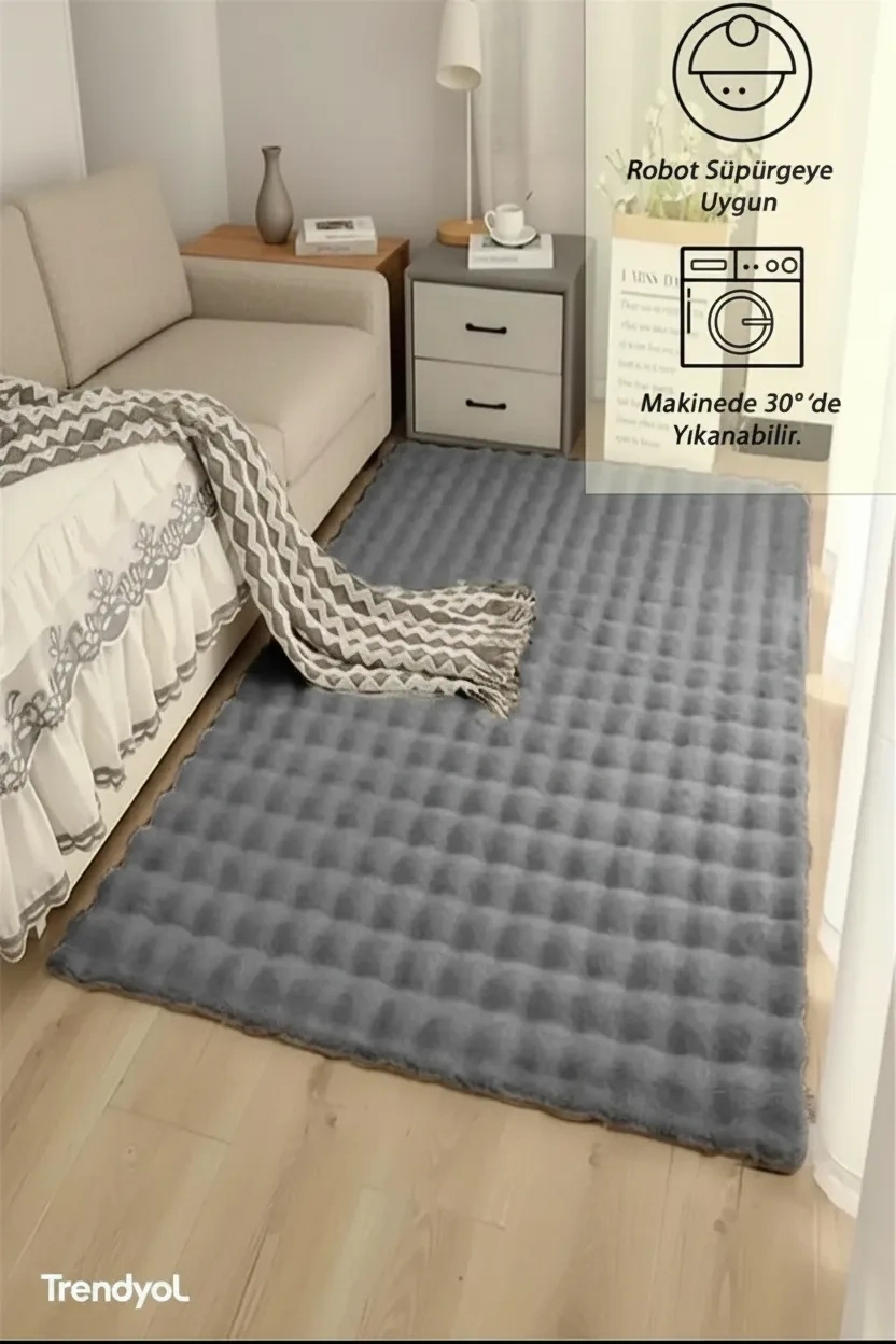 Yolluk Koyu Gri Gri Kaymaz Taban Peluş Bubble