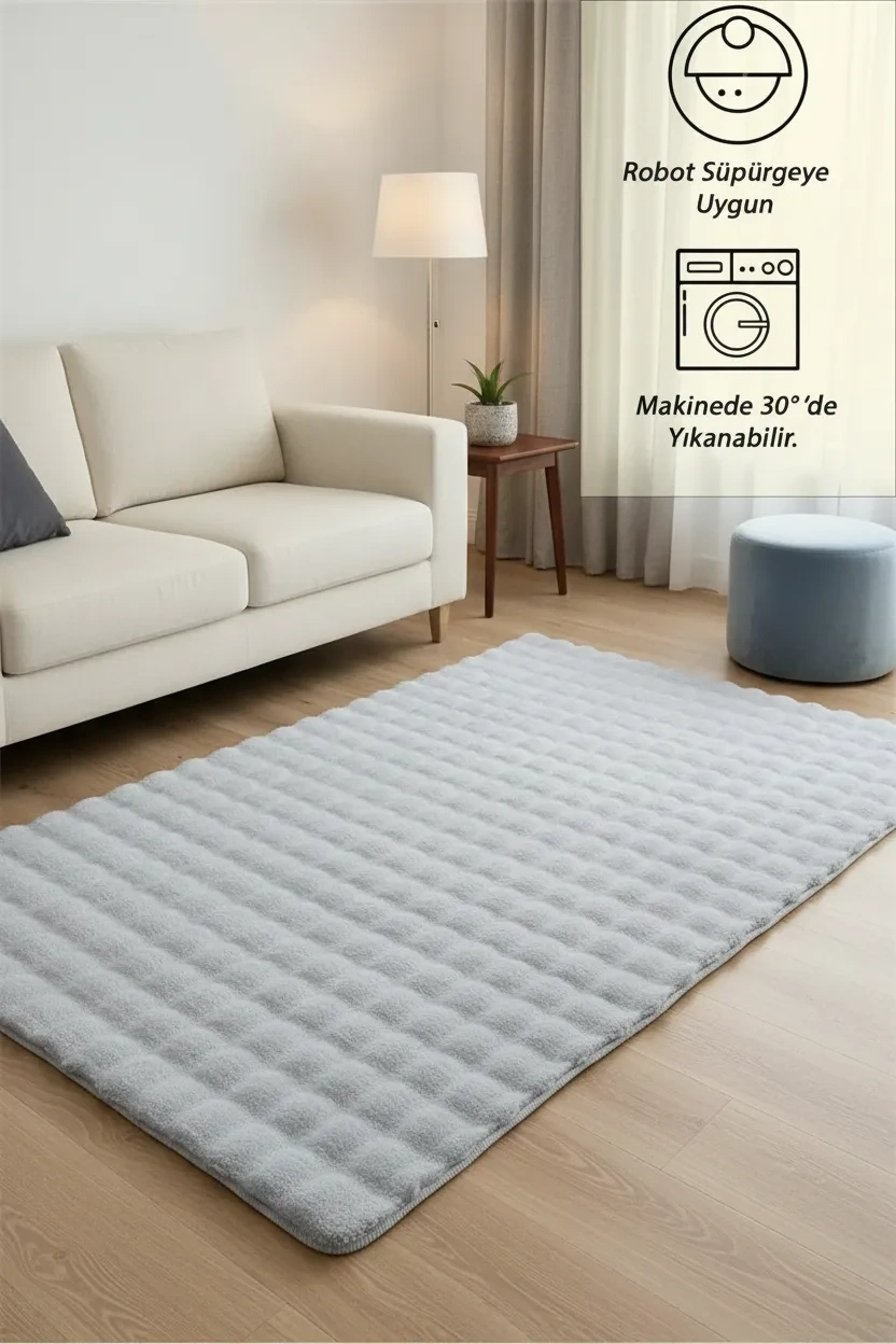 Yolluk Açık Gri Gri Kaymaz Taban Peluş Bubble