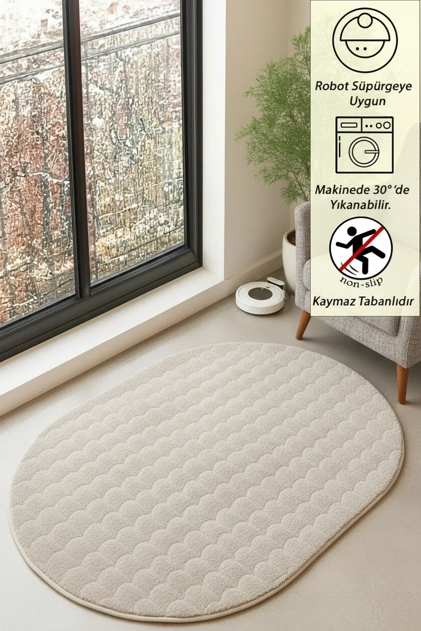 Yolluk Beyaz Kaymaz Taban Peluş Bubble