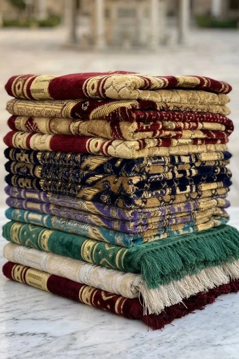 10 Adet Kadife Seccade Karışık Renkli (70cmx110cm 400gr) Hac Ve Umre Hediyesi