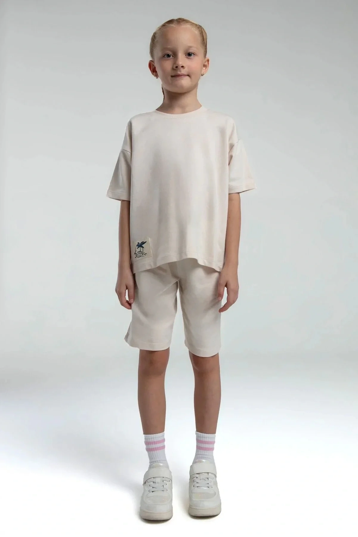 Anne Kız Bermuda Takım İki İplik Örme Kumaş