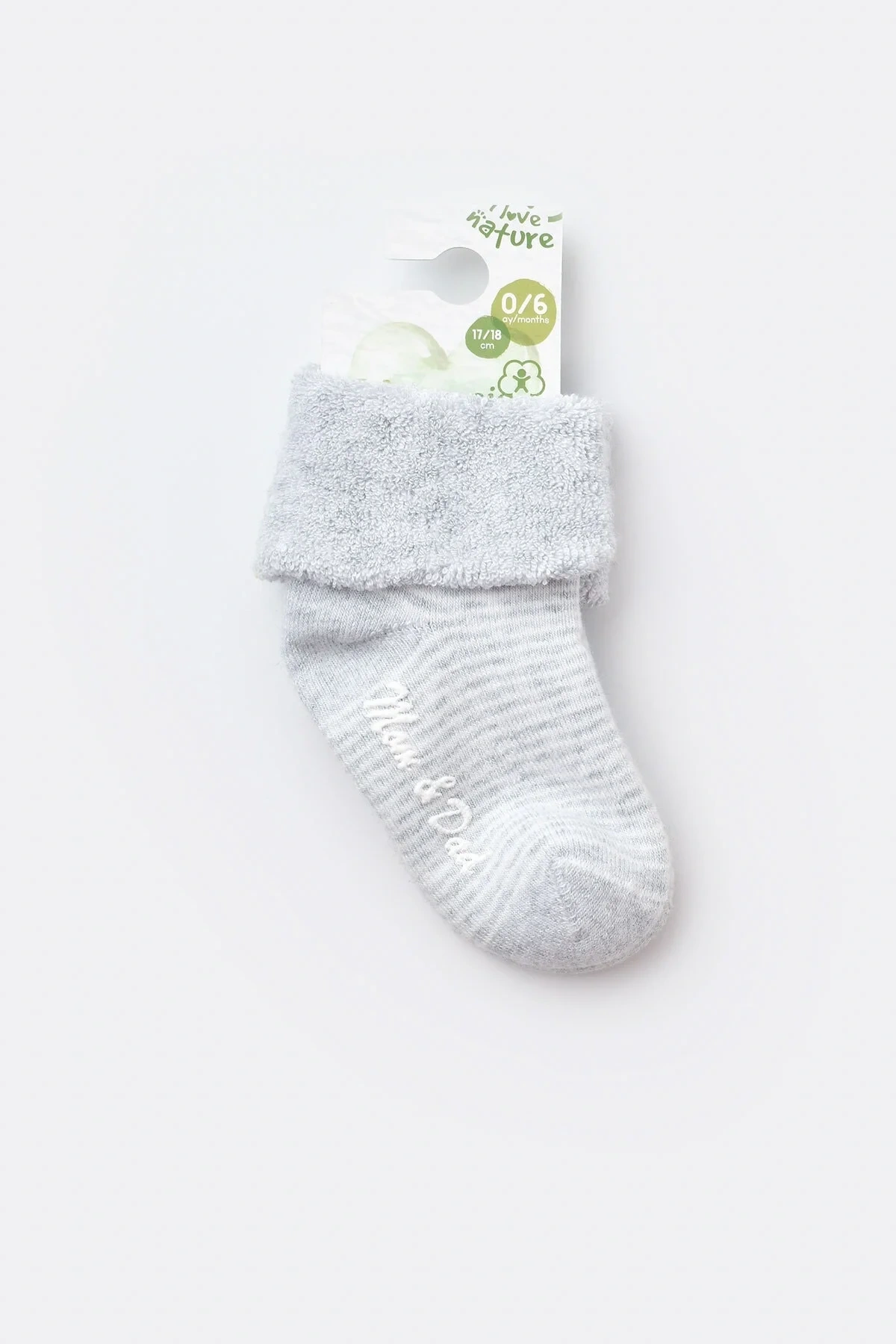 Bebek Kaydırmaz Havlu Çorap Gri