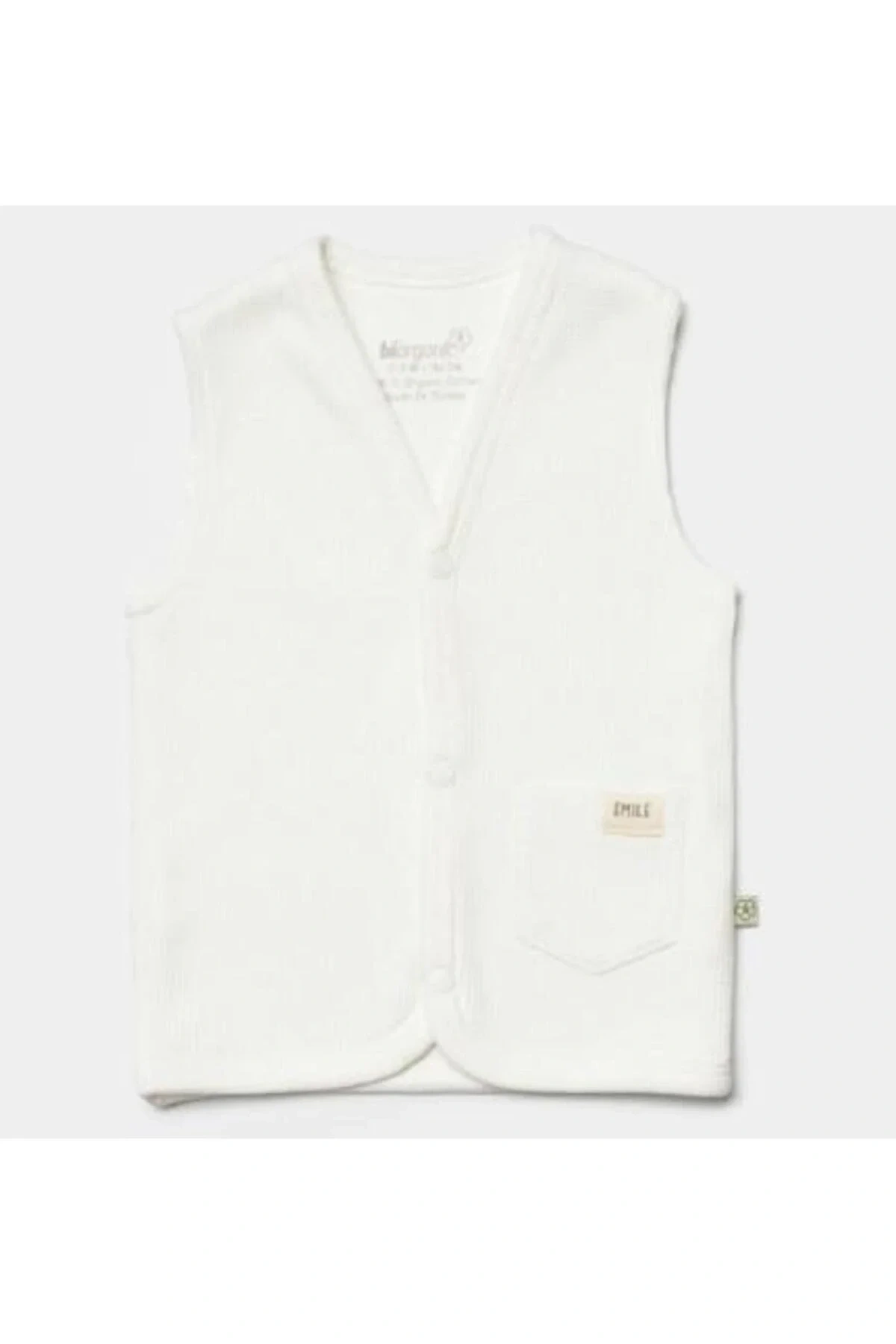 Bibaby Organik Yelek Waffle Smile Ekru