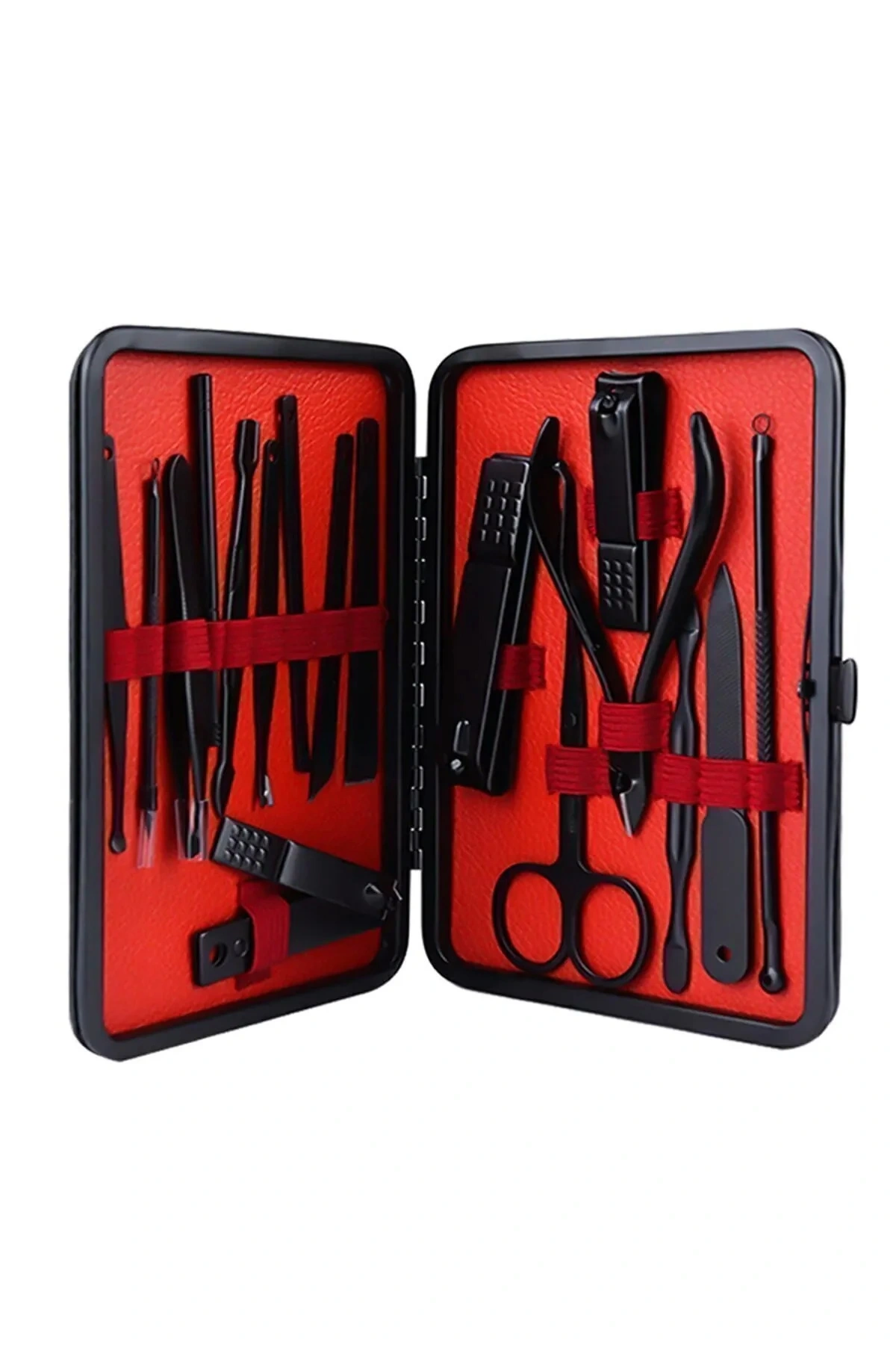 Deri Çantalı 17 Parça Profesyonel Manikür Pedikür Seti Siyah