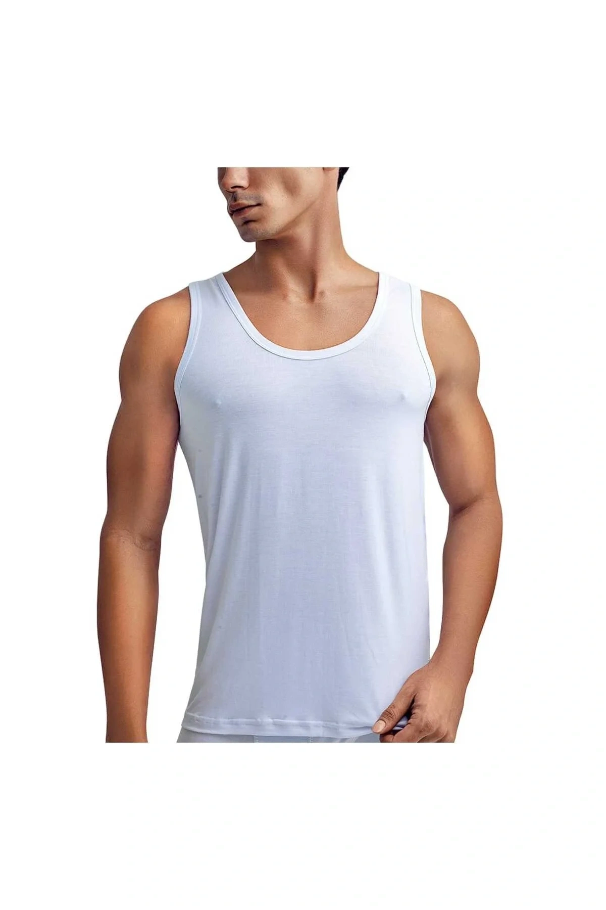 Erkek 2li Ekonomik Paket Beyaz Bambu Fanila / Atlet Set