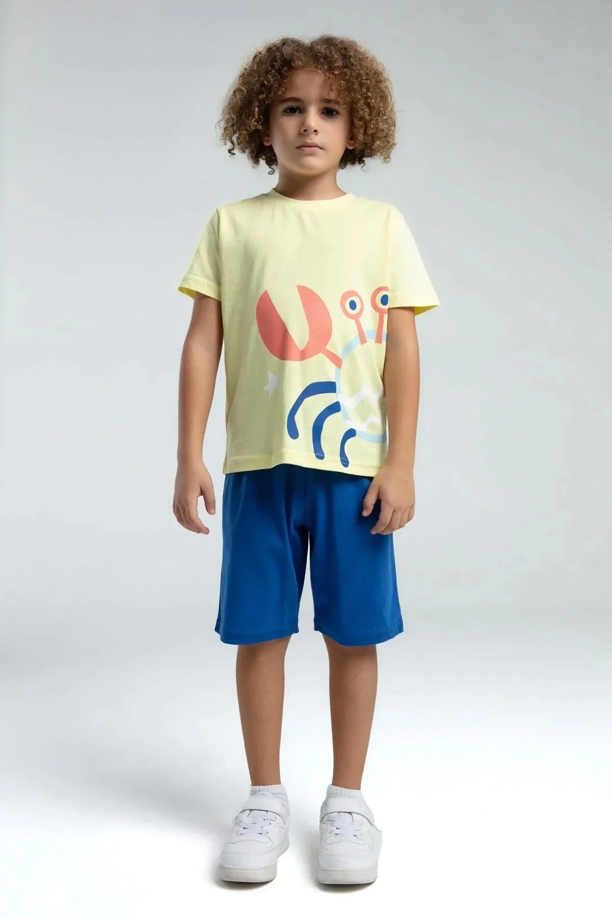Erkek Çocuk Bermuda Takım - Açık Sarı