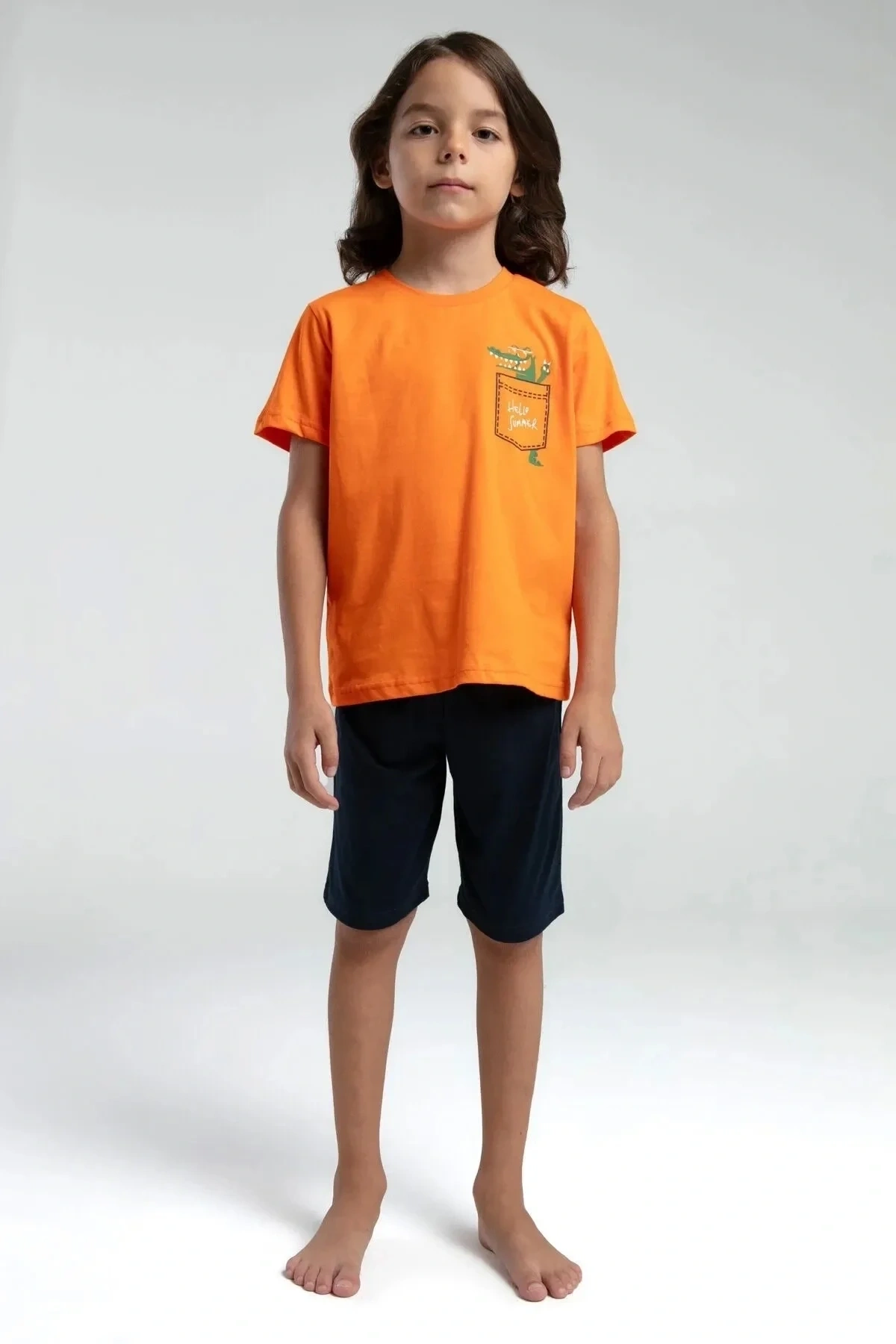 Erkek Çocuk Bermuda Takım - Turuncu