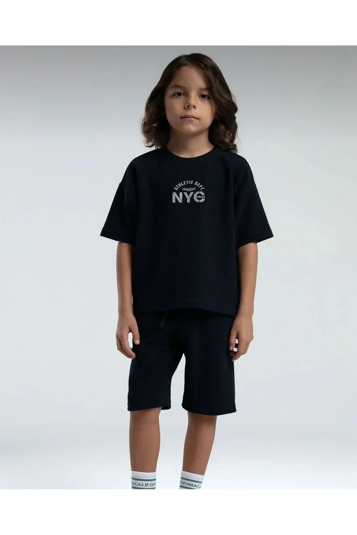 Erkek Çocuk Bermuda Takım Waffle Örme Kumaş