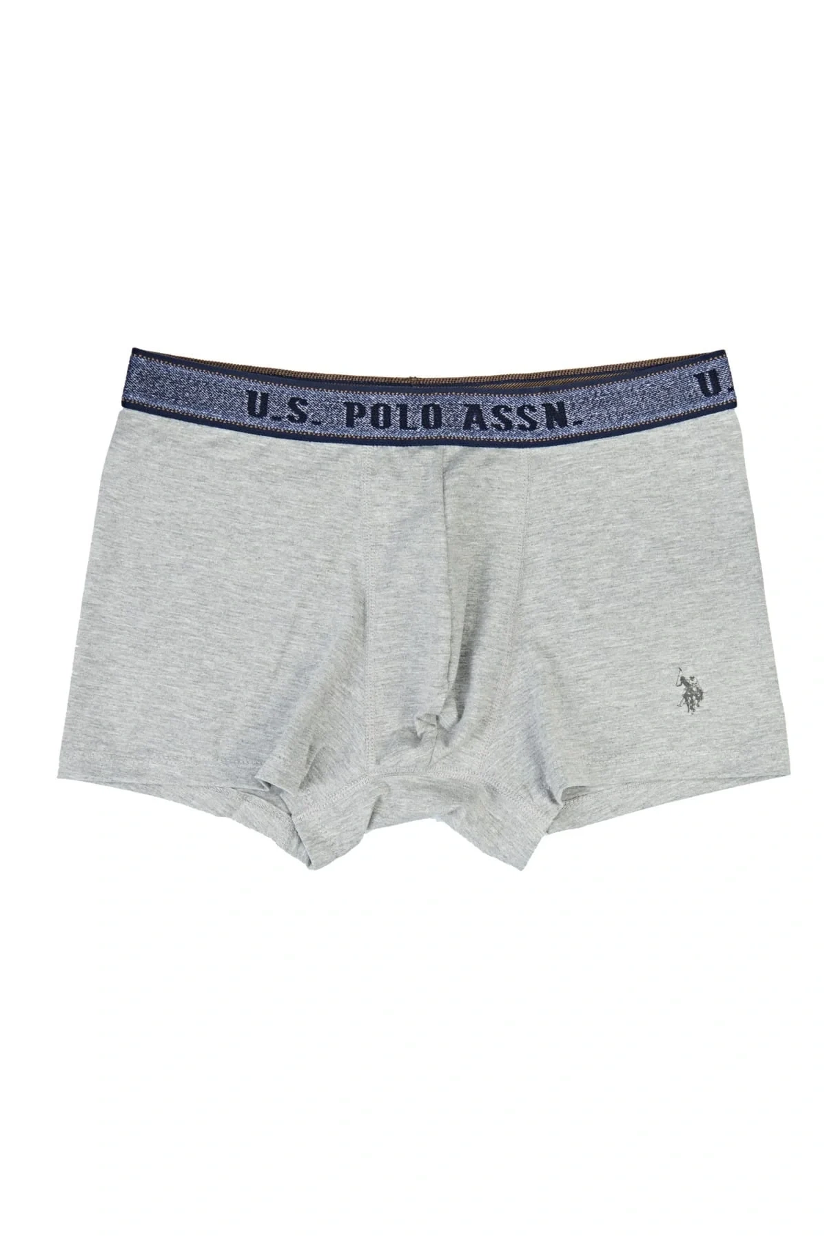 Erkek Gri Melanj /lacivert Lastikli Tekli Boxer