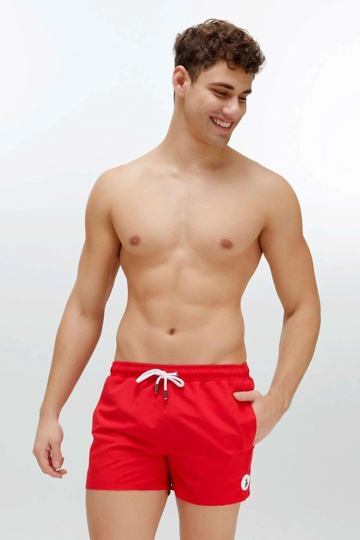 Erkek Kırmızı Orta Boy Deniz Şortu 22006